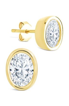 Sterling Forever Oval Cut Cubic Zirconia Stud Earrings in Gold at Nordstrom