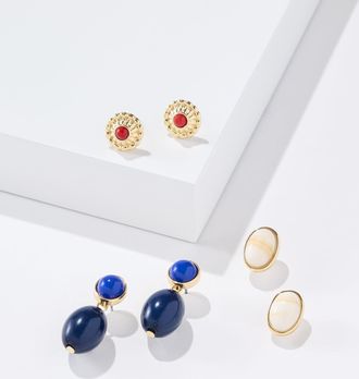 Talbots Isabel Earring Set - Blue Majesty/Gold - 001 Talbots