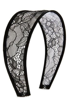 Tasha Embroidered Lace Headband in Black at Nordstrom