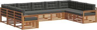vidaXL Conjunto De Sof&aacute;s De Exterior 9 Uds. Natural Y Antracita Vidaxl
