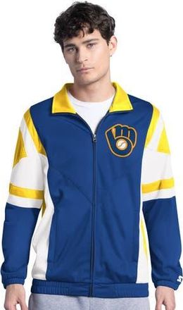 Starter Mens Starter Royal/Gold Milwaukee Brewers Contender Tricot Full-Zip Track Jacket at Nordstrom, Size Xxx-Large