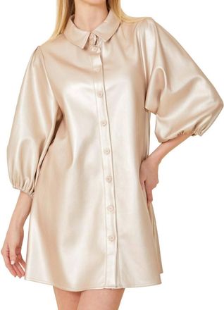 Dolce Cabo Vicki Vegan Leather Tunic Dress In Pale Gold