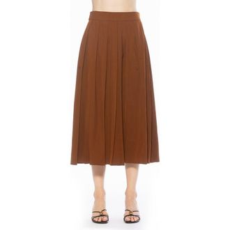 Alexia Admor Oren Pleated Midi Skirt in Camel at Nordstrom Rack, Size 10