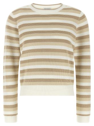 Brunello Cucinelli Womens Striped Cotton Sweater