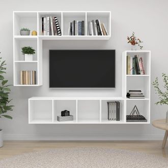 vidaXL Vidaxl - Set De Muebles Para Tv 4 Piezas Madera Contrachapada Blanco