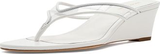 Veronica Beard Clea Wedge Thong Sandals Womens Sandals Clear/Coconut : 9.5 M, Leather