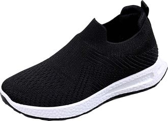 Generic Slip On Trainers Womens Knit Mesh Orthopedic Walking Shoes Lightweight Breathable Running Shoes Solid Color Tennis Walking Sneakers Gym Fitness Shoe H