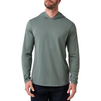 Travis Mathew The Heater Series Hooded Long Sleeve Performance Jersey T-Shirt in Balsam Green at Nordstrom, Size Xx-Large