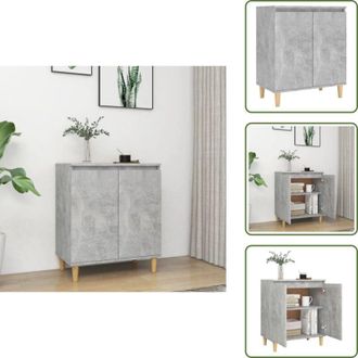 vidaXL The Living Store Credenza Gambe Massello Grigio Cemento 60x35x70cm Multistrato - Mobile