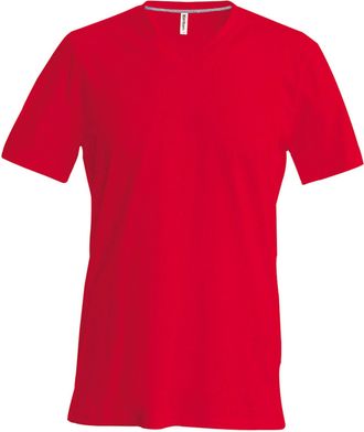 Kariban Mens Short Sleeve V Neck Slim Fit T-Shirt (M) (Red)