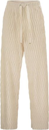 Herno Wrinkled Effect Broeken - Dames - Wijde Broeken - Beige - XS - Katoen - Broeken
