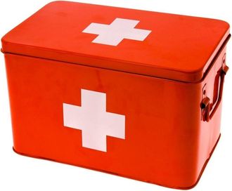 Present Time Tzmo Cross Caja De Botiqu&iacute;n Roja Metal 31,5x19x21 Cm
