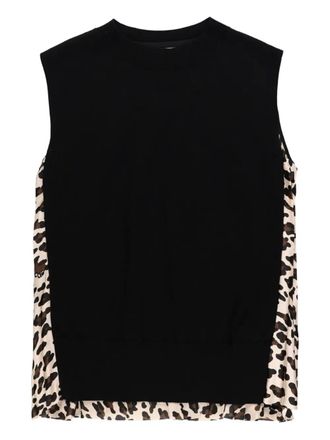 sacai leopard-print knit top - Black