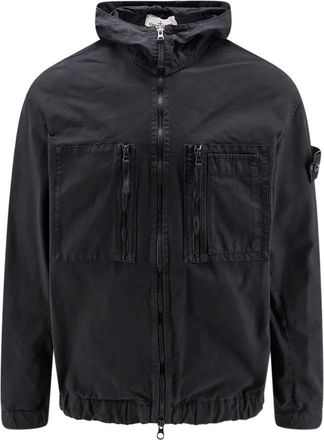 Stone Island Lichtgewicht jack met dubbele rits - Heren - Zomerjassen - Zwart - 3XL - Katoen - Jassen