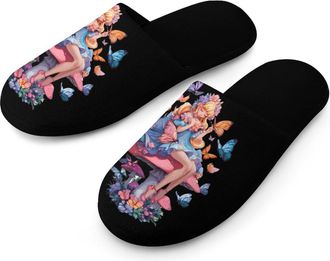 Generic Fairy Mushroom Butterfly Mens Slippers Warm Non-Slip Houes Shose Spa Slipper for Home Bedroom