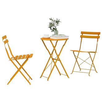 Berkfield Home Modern 3-Piece Folding Bistro Set in Mustard Yellow Steel