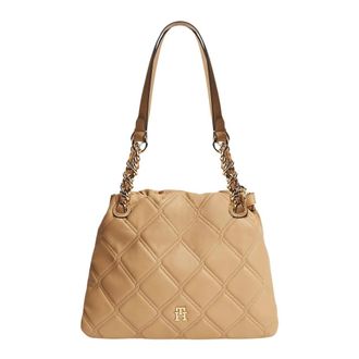 Tommy Hilfiger TH Monogram Quilted Tote - female - Tommy Hilfiger - Shoulder Bags - Brown - ONE SIZE - Bags