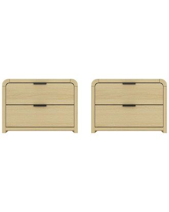 Manhattan Comfort Set Of 2 Grace Modern Nightstands With 4 Drawers