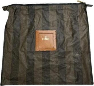 Fendi Pre-owned Vintage Striped Pouch - Dames - Vintage Clutch - Bruin - ONE Size - Vintage