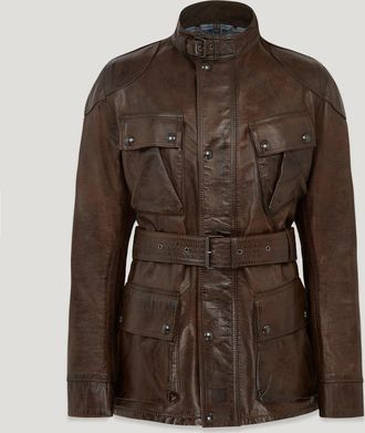 Belstaff Trialmaster Panther Jacket Mens Hand Waxed Leather Dark Earth Size UK 34
