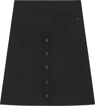 Courr&egrave;ges Midi-rok met knopen - Zwart