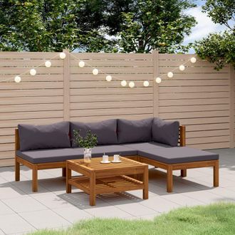 vidaXL Muebles De Jard&iacute;n 5 Pzas Cojines Madera Maciza De Acacia Vidaxl