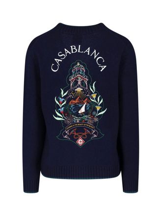 Casablanca Mens Sweaters Blue Wool