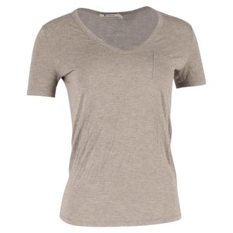 Alexander Wang Alexander Wang T-shirt met ronde hals en borstzak in bruin katoen
