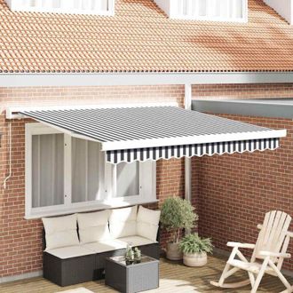 vidaXL Vidaxl - Toldo Retr&aacute;ctil Aluminio Y Tela Gris Antracita Y Blanco 3x2,5 M