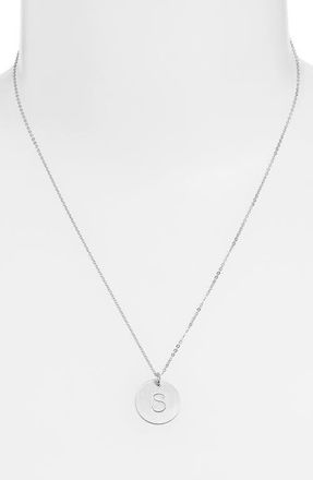 Nashelle Sterling Silver Initial Disc Necklace in Sterling Silver S at Nordstrom