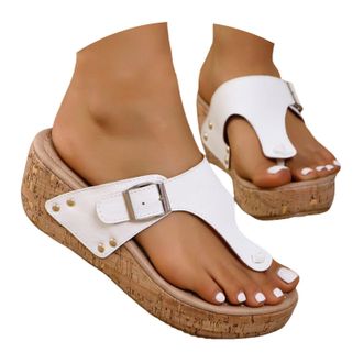 Generic Flip Flops Womens Wedge Heel Platform Toe Sandals Wedge Sandals with Toe Separator Peep Toe Sandals Slip-On Orthopaedic Shoes Slingback Slippers Breat