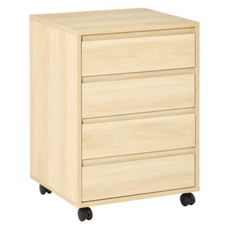 HOMCOM Cajonera de oficina 46x40x65 cm madera natural