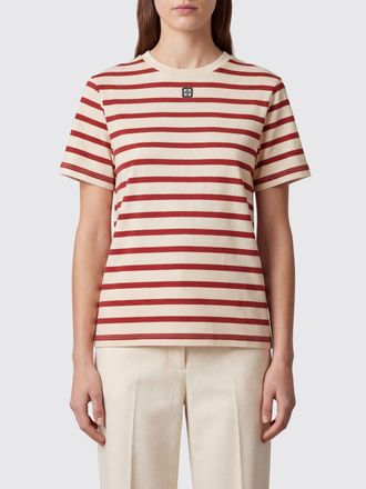 Tory Burch T-shirt slim fit in cotone a righe con logo Double T