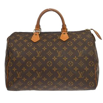 Louis Vuitton Speedy Handbag Monogram Canvas Brown Canvas Handbag (Pre-Owned)