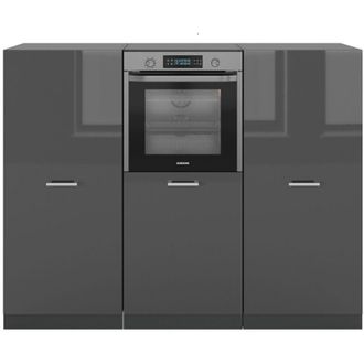 Vicco Bloque de cocina R-Line, Antracita brillo intenso/antracita, 180 cm sin encimera