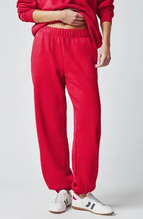 Florence By Mills Cotton Blend Boyfriend Joggers in Lucky Red at Nordstrom, Size Xx-Small