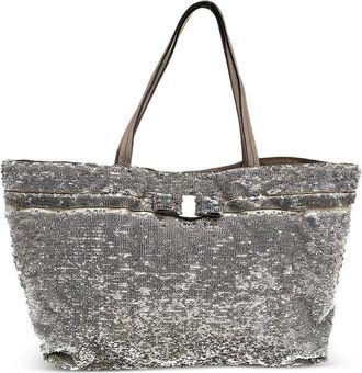 Ferragamo Borsa tote con paillettes - Argento