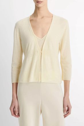 Vince Single Button Cardigan In Dark Vanille