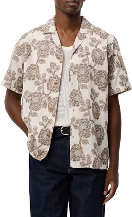 Les Deux Lesley Floral Jacquard Camp Shirt in Ivory at Nordstrom, Size Xx-Large