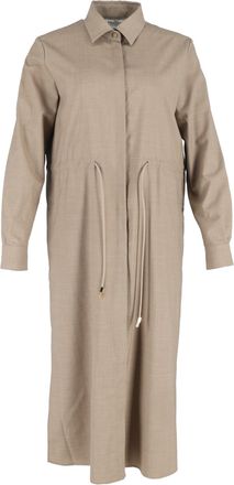 Max Mara Monia Midi Dress in Brown Virgin Wool