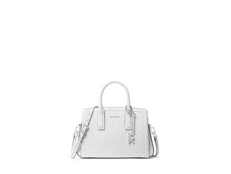 Michael Kors Laila Small Satchel Satchel Womens Handbags Optic White/Aluminum, Polyester/Twill