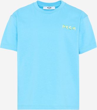 Msgm Kids T-Shirt Cotton Light Blue T-Shirts And Polos