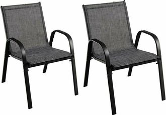 Costway Juego de 4 Sillas de Jardín Apilables/Sillas de Camping para Exterior con Tejido Transpirable y Estructura Antioxidante, Patio Playa 55 x 67 x 83 cm