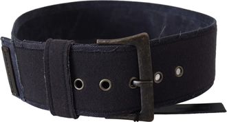 Ermanno Scervino Womens Black Leather Wide Buckle Waist Luxury Belt