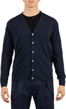 Daniele Fiesoli Buttons Cardigan - Heren - Vesten - Blauw - 2XL - Wol - Truien & Vesten