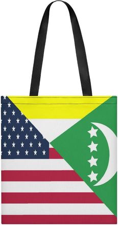 Generic U.S. And Comoros Flag Womens Tote Casual Shopping Bag Lightweight Shoulder Bags Hobos Handbag for Work Travel Daily 35x40cm