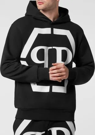 Philipp Plein Hooded Sweatshirt Hexagon Men in Black/white at Nordstrom, Size Xx-Large