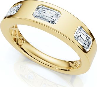 Pompeii3 1 1/2Ct Flush Set Emerald Cut Diamond Ring Stackable Band 14k Gold Lab Grown