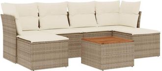 vidaXL Vidaxl - Set Sof&aacute;s De Jard&iacute;n 7 Piezas Y Cojines Rat&aacute;n Sint&eacute;tico Beige