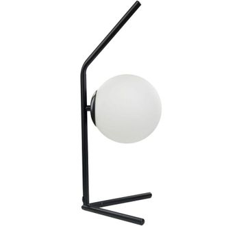 Beliani Lampada da tavolo moderna a stelo con paralume rotondo in vetro a luce singola Asta in metallo 47 cm Paralume in vetro bianco e nero Wapiti